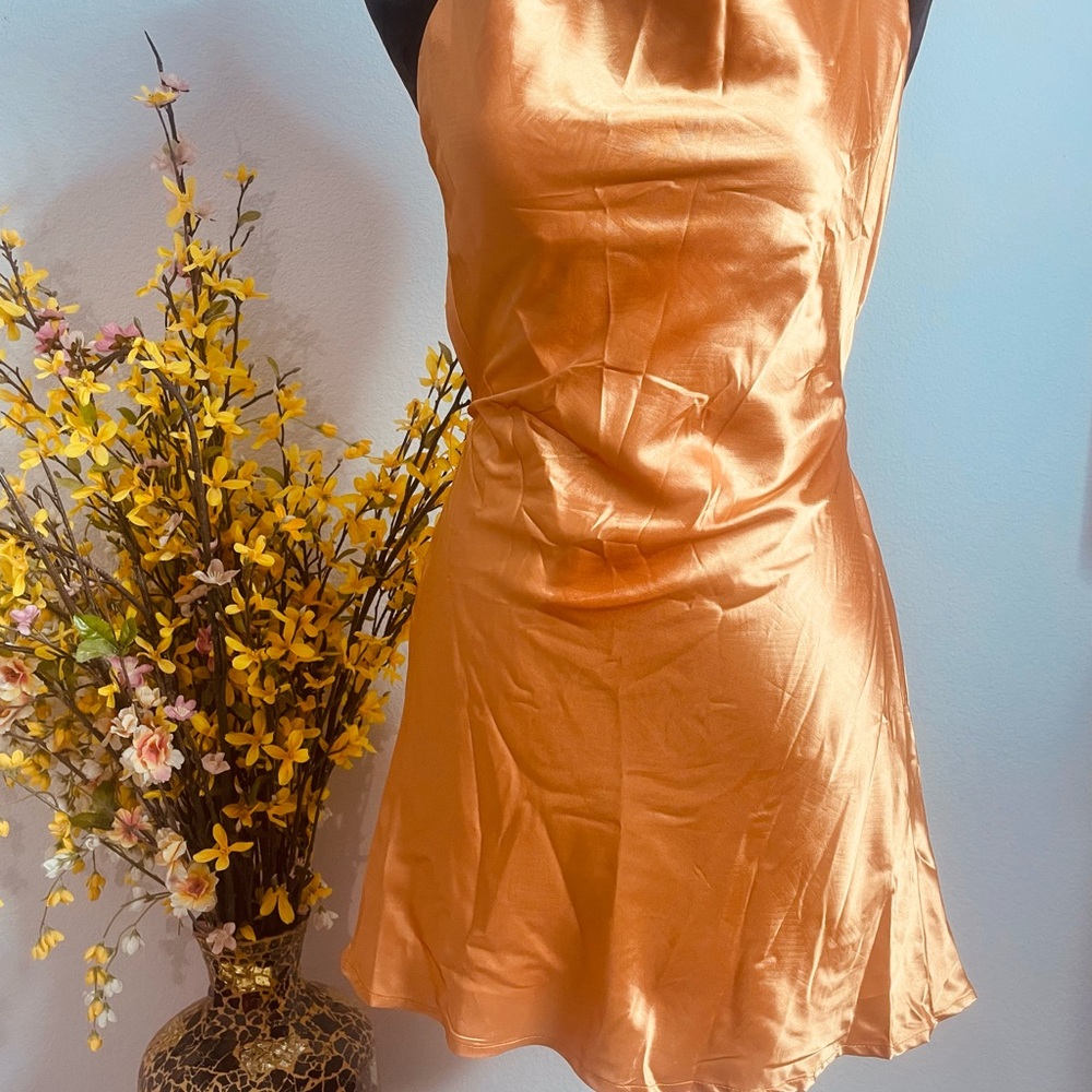 Elegant Orange Satin Dress